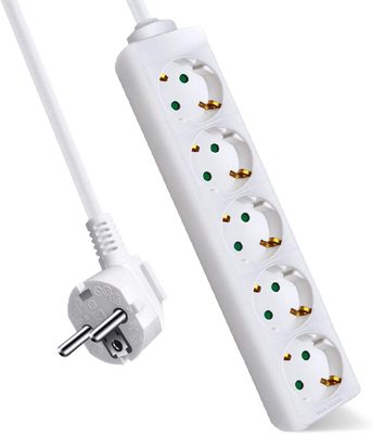 五孔白色排插 1.5M/3M/5M